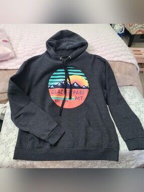 Men's Glacier Park Graphic Crewneck Hoodie - Dark Gray